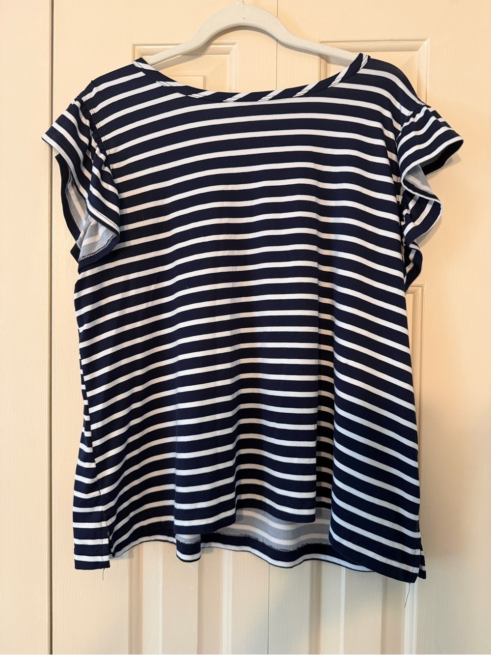 nine britton Navy and White Striped Short Sleeve Top